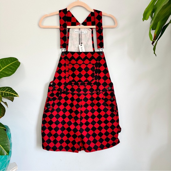 SALE NWT Black Friday Harlequin Checkered Overall Shorts, ModCloth, Harley Quinn - Picture 2 of 9